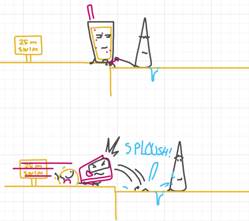 A panel from Running Duos, episode four of the Board Boards object show by Furretwalk/WalkingFurret.